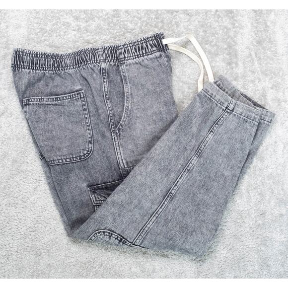 Gap Denim Easy Pull On Cargo Jeans Gray Stonewashed Cropped Womens Size S - Picture 1 of 14